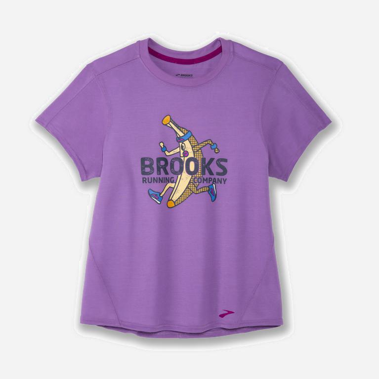 Brooks Distance Graphic Hardloopshirt voor Dames Paars (ILKFS-1743)